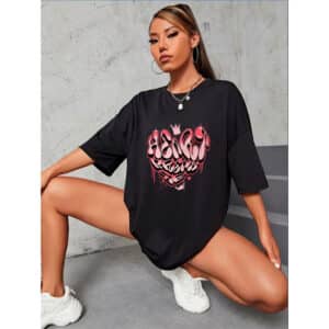 Camiseta Oversized Streetwear Grafite Heart