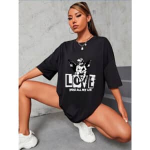 Camiseta Oversized Streetwear Love Angel