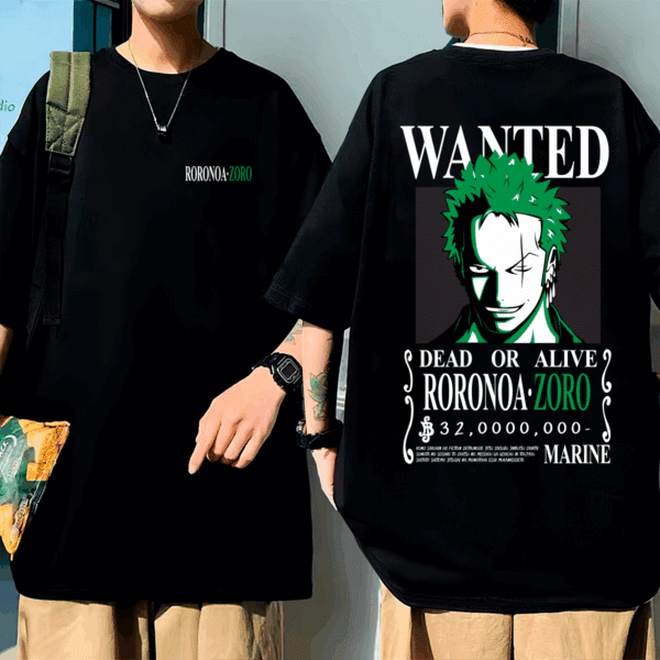 Camiseta Oversized Zoro Wanted One Piece
